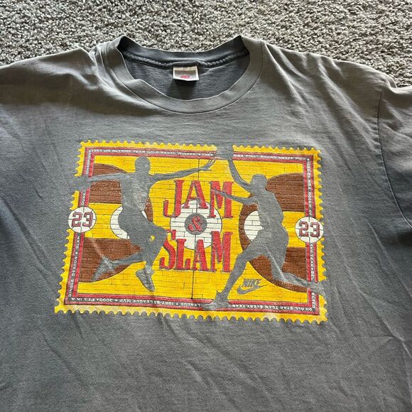 Vintage Nike Michael Jordan Jam & Slam Basketball T Shirt Faded Grey Size XL - Picture 2 of 9